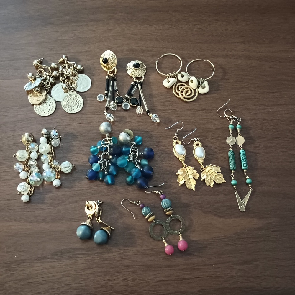 Lot of 9 pairs of beaded earrings